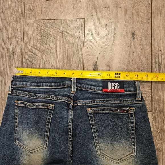 Y2K Vintage Just USA Distressed Flared Jeans Woman Size 13 Made in USA - Picture 7 of 8